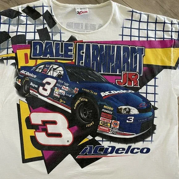 Vintage 1998 Dale Earnhardt Jr #3 ACDelco Chase T-Shirt 2XL 90s NASCAR ALL OVER - Picture 2 of 9